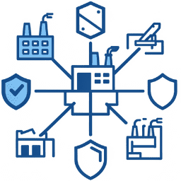 Critical infrastructure network segmentation cybersecurity icon