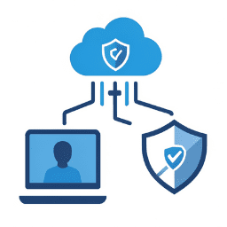 Secure remote workforce connectivity icon showing protected remote employee access