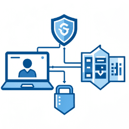 Secure vendor access cybersecurity icon representing controlled third-party connectivity