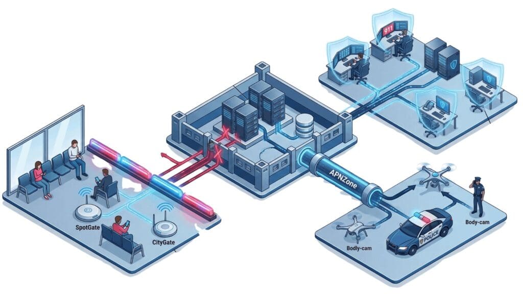 Zero trust security architecture for law enforcement showing identity verification network segmentation and secure police infrastructure